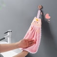 thumbnail image 3 of Ohufall Household Hanging Hand Towels Corals Fleece Solid Color Children's Hand Towels Cute Piglet Style Small Hand Towels For Bathroom Soft Hand Towels, 3 of 5