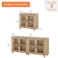 thumbnail image 2 of WAMPAT 2-in-1 Buffet Server Table, Accent Sideboard with Storage & Glass Door,Console Table for Kitchen, Dining Room, and Living Room, Oak, 2 of 8