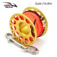 thumbnail image 1 of Keep Diving Spool Reel Portable Solid Color Polyester Rope Reels Freediving Fishing Underwater Accessories with Double End Hook Gold 30m, 1 of 9
