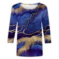 thumbnail image 4 of SMihono Hauts pour Femmes Été Chic Décontracté Mode Féminine Manches Courtes Col Rond Rétro Imprimé Ample Blouse Manches Trois-Quarts T-shirt Oversize pour Femmes, 4 of 4