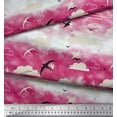 thumbnail image 3 of Soimoi polyester Crepe Fabric Clouds & Flying Swift Bird Fabric Prints By Yard 52 Inch Wide, 3 of 3