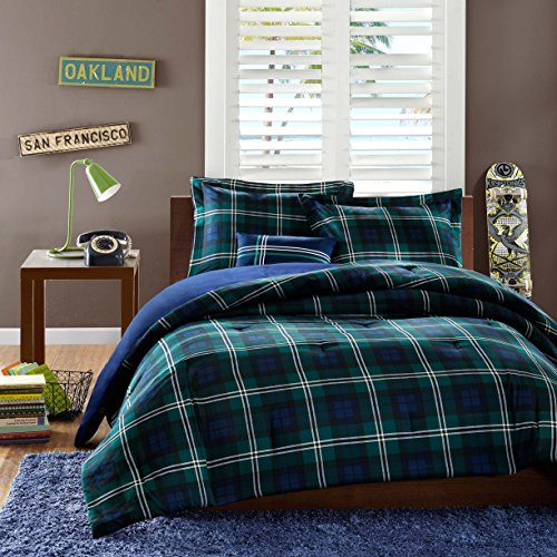 Mizone Brody 4 Piece Printed Microfiber Comforter Set, Full/Queen, Blue