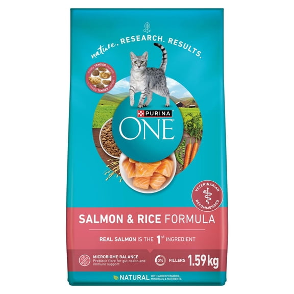 Purina ONE Saumon & Riz, Nourriture Sèche pour Chats 1.6kg