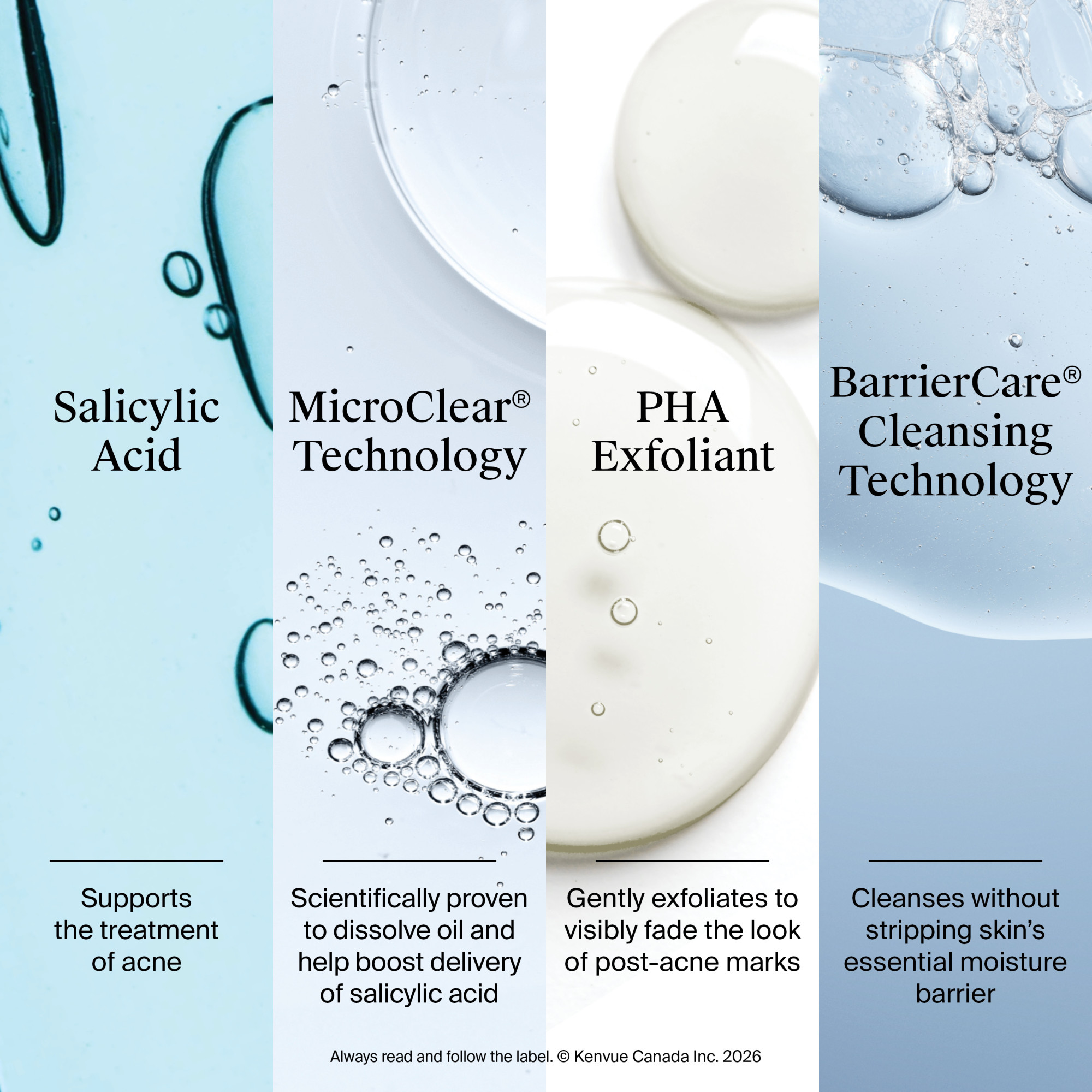 Nettoyant anti-acné Neutrogena Evenly Clear avec 2 % d’acide salicylique et 2 % d’exfoliant PHA, mousse douce pour le visage qui élimine les points noirs, atténuant les marques d’acné, 269 mL