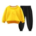 thumbnail image 2 of Pisexur Ensemble 2 Pcs pour Bébé Filles Garçons Automne Hiver Mode Décontractée Polaire Couleur Unie Manches Longues Col Rond Chandails en Molleton et Pantalons Vêtements de Détente Ensemble de Survêtement pour Enfants 3-8 Ans, 2 of 4