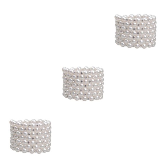 Thinsony Femmes Chic Perle Strass Bracelet Stretch Mariage pour Mariée Blanc 7 Rangée 3Set