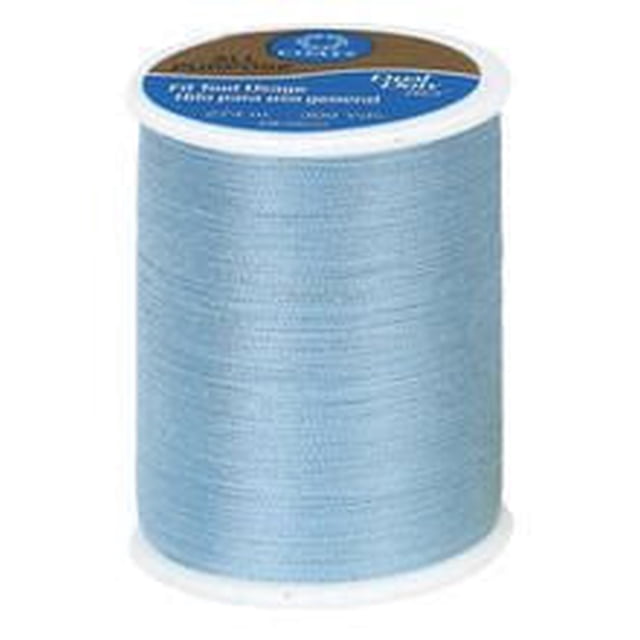 Coats & Clark™ All Purpose 100% Polyester Thread in light blue on a 300-yard spool, designed for machine or hand sewing on woven or knit fabrics, providing strong, durable seams for garments, crafts, and home décor.