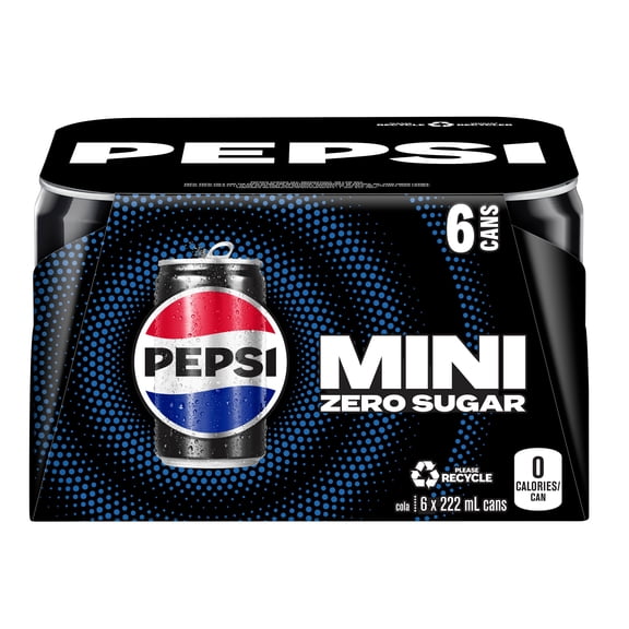 Pepsi Zéro sucre 6 x 222mL, Mini Cans