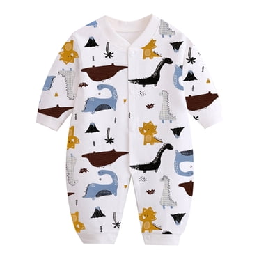 Vêtements d'Automne/hiver, HVOBBTY Combinaison Douce à Manches Longues pour Enfant, Impression pour Enfant, Col Boutonné, Combinaisons Longues à Manches Longues Blanches 59