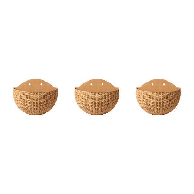 Youkk Easy To Install Double-layer Plastic Flowerpot For Walls Drainage Flower Pot khaki 3Set