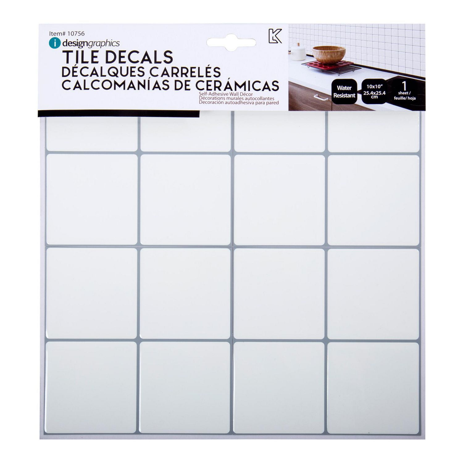 Truu Design, White Square Self-Adhesive Peel and Stick Self-Adhesive Peel and Stick Wall Tiles