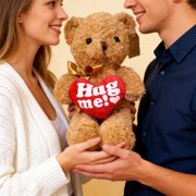 TOUMENY Cuddle Heart Bear, Soft Plush Teddy with Golden Ribbon, Valentine's Day Gift for Kids & Cozy Home Decor