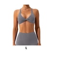 thumbnail image 3 of Youkk 1 Set Chinlon Nylon Sports Underwear Solid Color Replacement Breathable Wire Free Running Jogging Bodybuilding Vest Bra Silver Grey L, 3 of 6