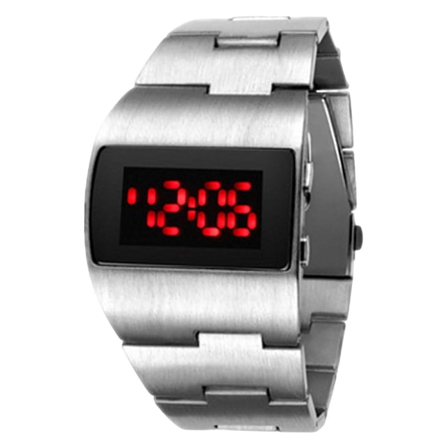Watch Heavy Duty Electronic Date Simple Week Alloy Wrist Watch red light