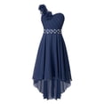 thumbnail image 1 of RUNQHUI Robe à une Épaule pour Enfants Filles en Chiffon Demoiselle d'Honneur Robe Haute Basse Robe de Soirée Formelle Bleu Marine 8, 1 of 7
