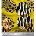 thumbnail image 1 of Soimoi Yellow polyester Crepe Fabric Leopard & Wild Animal Skin Printed Fabric 1 Yard 42 Inch Wide, 1 of 3