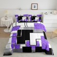 thumbnail image 2 of YST Purple Black Grey Twin Comforter Set For Girls,Geometric Sequins Down Comforter Abstract Grids Bedding Set Geometry Square Checkered Bed Set Soft Lightweight For All Season, 2 of 6