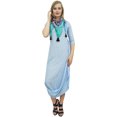thumbnail image 1 of Bimba Robe Longue à Drapé pour Femme Bleu Ciel avec Foulard à Franges Imprimée-8, 1 of 6
