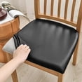 thumbnail image 3 of Qonioi Solid Color Brushed High Elastic Chair Cover, Waterproof Oil-Proof PU Leather Stretchable Slipcover, Durable Scratch-Resistant Universal Fit Seat Cover for Dining Chair Ottoman, 3 of 7