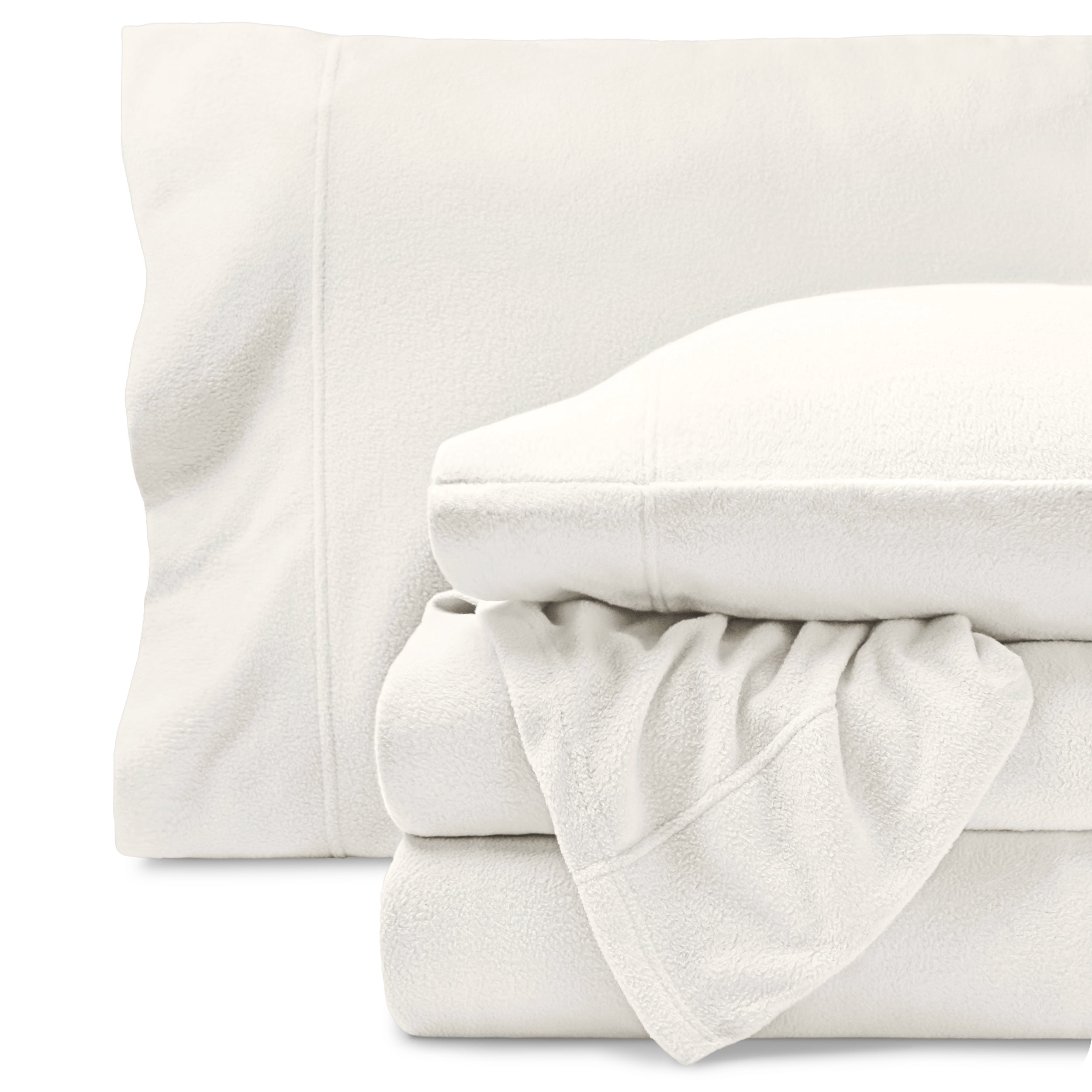 Bare Home Cozy Fleece Sheet Set - Extra Plush Polar Fleece - Deep Pocket - Twin, Cream