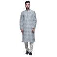 thumbnail image 1 of Atasi Printed Long Kurta For Men With White Churidar Pyjama Set Traditional Wear, 1 of 1