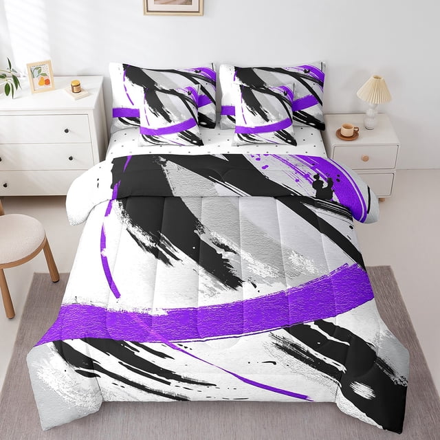 YST, Gradient Abstract, Ensemble de couette, 7 pièces, Ombre Graffiti, Queen Size