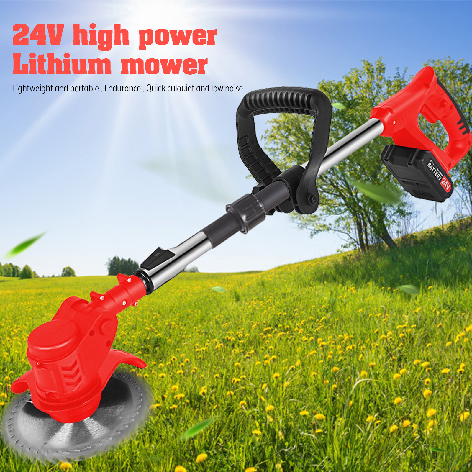 Bilqis Foldable String Grass Trimm Er Weed Eater Without 24V Lithium- Batteries