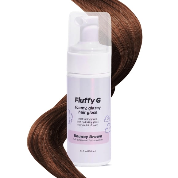 Fluffy G Hair Gloss by Hally Hair, (Brown) - 3.4 fl oz Hair Color Glaze for Brown, Black & Color-Treated Hair - High Shine Shiny Hair Products for Vibrant, Fluffy & Fuller-Looking Hair
