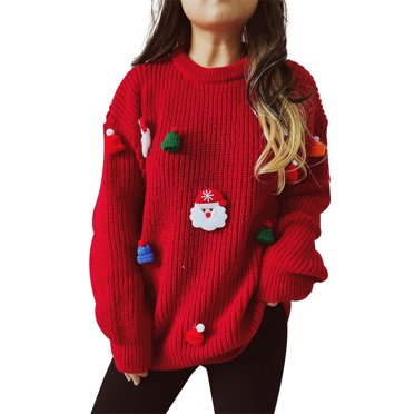 TJAZFJPA Turtleneck Sweater Women Ladies Cute Santa Steric Decorated Crew Neck Long Sleeve Knit Pullover Sweater Lightweight Sweaters for Women Light Blue Turtleneck Sweater
