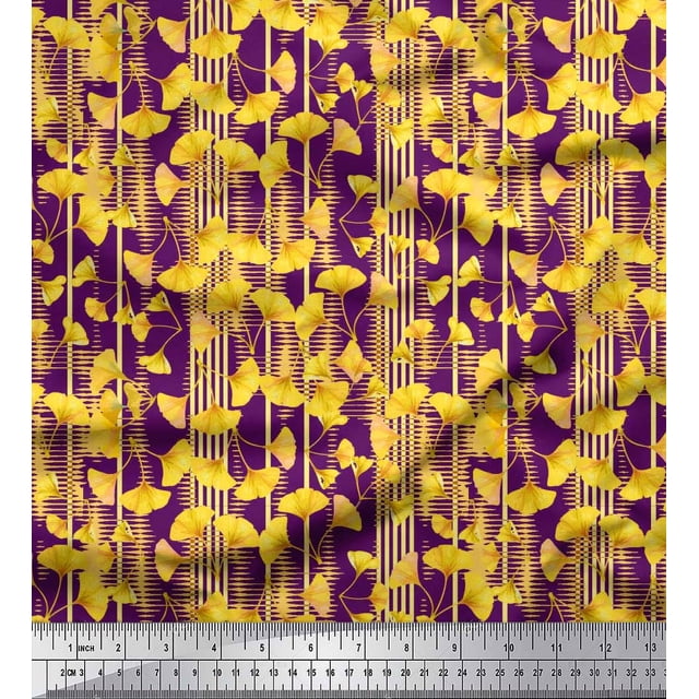 Soimoi Tissu en Voile de Coton Rayé & Imprimé Floral au Mètre 56 Pouces de Large