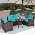 thumbnail image 4 of Patiojoy 4PCS Outdoor Patio Conversation Set Wicker Rattan Sectional Sofa W/Turquoise Cushions, 4 of 8