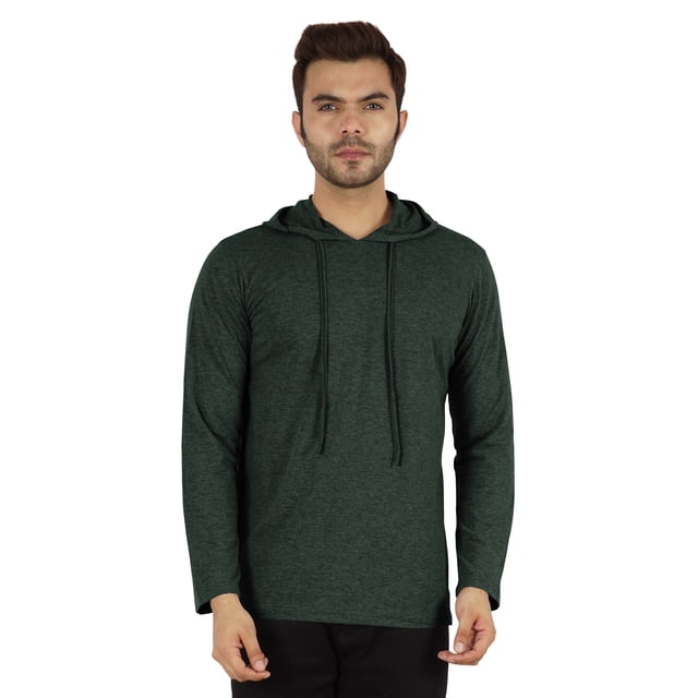 Inkmeso Solid Winter Hooded Sweatshirt For Mens Long Sleeve Drawstring Pullover Hoodie