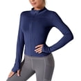 thumbnail image 5 of Veste Bleu Royal à Manches Longues pour Femmes Automne Hiver Col Bateau Imprimé Soleil Tunique Ajustée Sport Gym Yoga Décontractée Course Sortie Protection Solaire Veste Basique Ensembles Dames 2025 L, 5 of 5