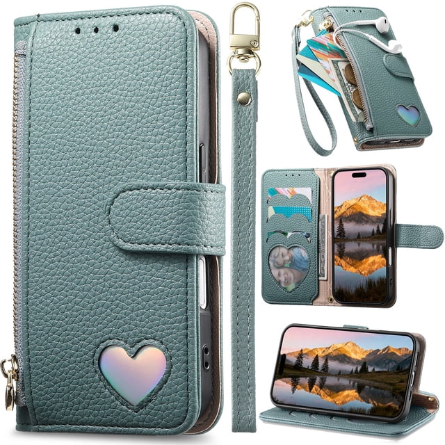 for Samsung Galaxy S25FE Leather Case Zipper Wallet with Vintage Grain ...