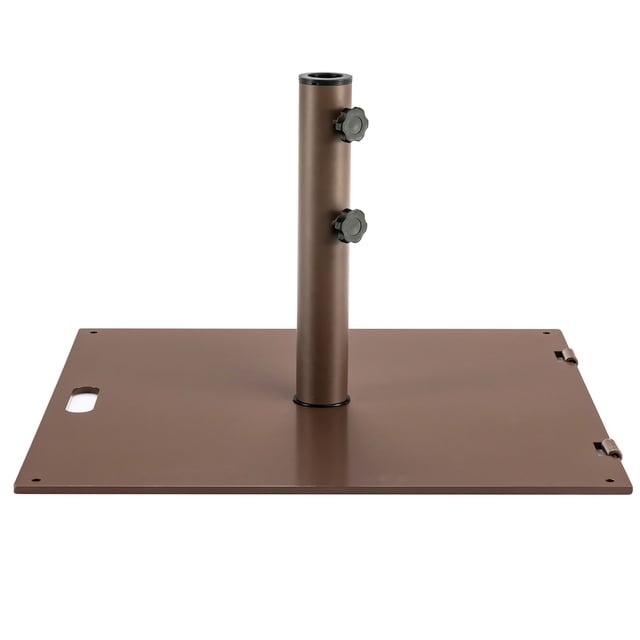 Patiojoy Base de Parasol de Marché Extérieur 50 Lb Support de Parasol Carré avec Poignée et Roues Brun