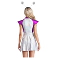 thumbnail image 2 of LiiYii Ensemble de Costume d'Alien de l'Espace pour Femmes, Robe Mini Évasée Trapèze à Manches Cap, avec Cheveux, Violet m, 2 of 8