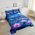 thumbnail image 4 of Erosebridal Pink Lotus Bedding Full Comforter Set, Lake Landscape Down Comforter, Japanses Style Decor, Reversible 3pcs, 4 of 7