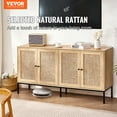 thumbnail image 2 of VEVOR Armoire de Rangement en Rotin avec 4 Portes Magnétiques et Tablettes Ajustables Naturel, 2 of 9