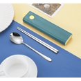 thumbnail image 1 of Mistaha Chopsticks Spoon Set With Case Long Handle Reusable Metal Stainless Steel Chopsticks Spoon Cutlery Set Korean Tableware Combinations Utensil for Travel Office Kitchen Restaurant, 1 of 7
