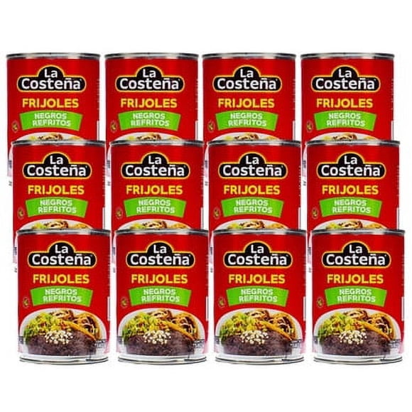 La Costeña Haricots Noirs Frits 28,9 oz (Boîte de 12) - Haricots Noirs Frits Nutritifs et Savoureux
