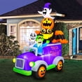 thumbnail image 4 of Occasions Halloween 10.5 Foot Inflatable Halloween Truck with Skeleton, Frankenstein, Spider, Pumpkin and Ghost, 4 of 7