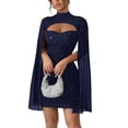 thumbnail image 5 of huilin Robe Cape en Chiffon Perlé Côtelée à Col Rond pour Femmes, Robe Enveloppante à Manches Longues pour Usage Quotidien, Fête, Rendez-Vous, Tenue de Luxe, 5 of 5