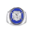 thumbnail image 1 of RYLOS Men's Rings Sterling Silver Christ Head Religious Ring With Diamonds and Blue Quartz Designer Men's Jewelry Size 13, 1 of 6