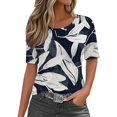 thumbnail image 1 of WZXFASHION Hauts d'Été pour Femmes 2025 Col Rond Manches Courtes T-Shirts Blouses Décontractées T-Shirts Imprimés Mignons Amples Tenues Tendance Économies d'Été Liquidation T-shirt à Manches Courtes pour Femme, 1 of 6