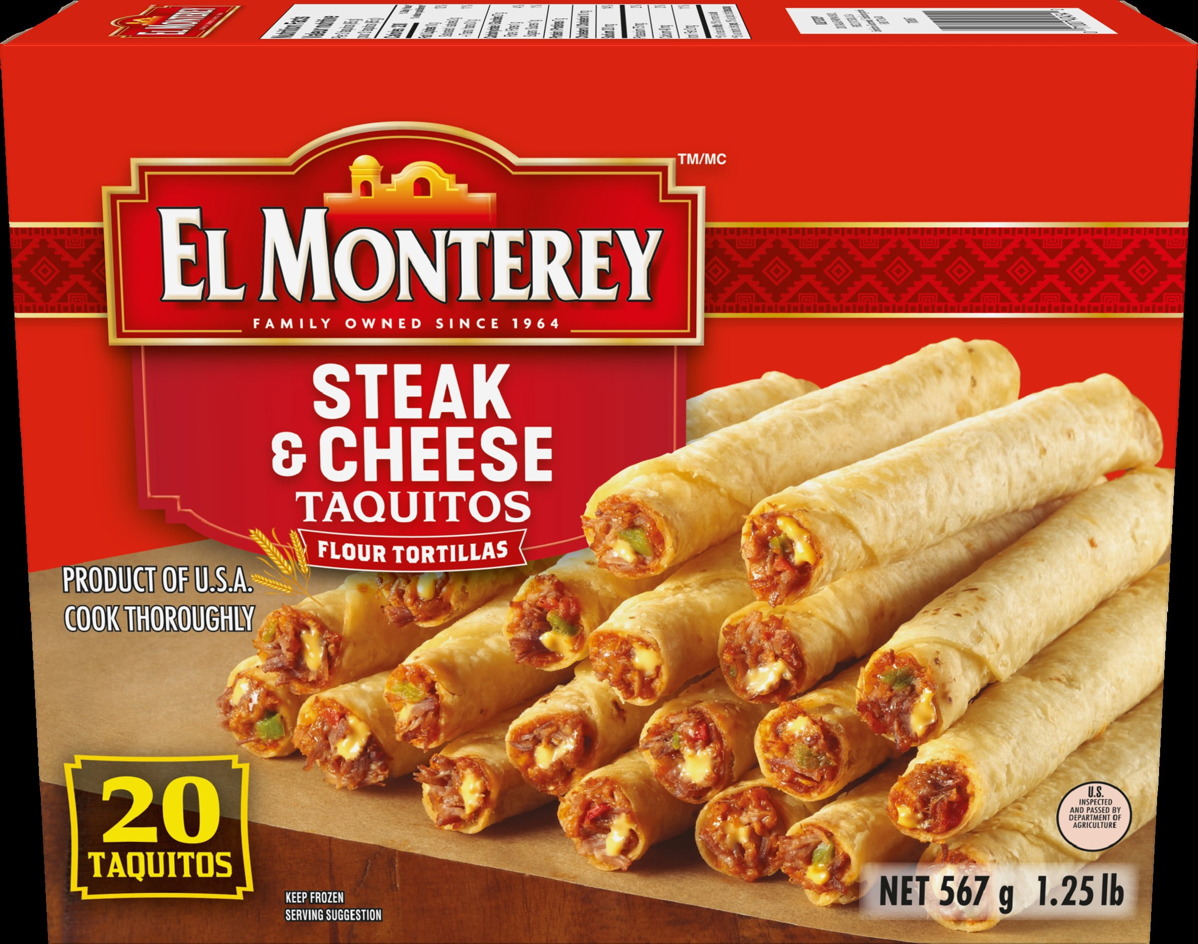 Taquitos EL Monterey au steak et au fromage gelé Taquito au steak et au fromage