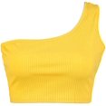 thumbnail image 4 of Women's Sleeveless Crop Tops Sexy One Shoulder Strappy Tees Basic Crop Tank Tops(Yellow,XL), 4 of 5