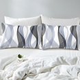 thumbnail image 4 of Erosebridal Chic Geometric Sheet Set Full, Steel Blue Stripes Bedding Sets Full Size, Abstract Decor 4 Pieces, 4 of 7