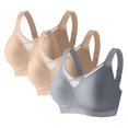 thumbnail image 2 of Kyusrd Plus Size Cut-Off Seamless Bra For Women'S 3Pcs Supportive Full Coverage Wireless Bralette Bra Adjustable Shoulder Straps Bra Soild Color Everyday Athletic Sport Bra, 2 of 9