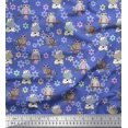 thumbnail image 1 of Soimoi Poly Georgette Fabric Floral,Owl & Cow Cartoon Fabric Prints by Yard 52 Inch Wide, 1 of 3