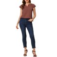 thumbnail image 2 of INSPIRE CHIC Women's Solid Blouse V Neck Ruffle Cap Sleeve Lightweight Work Blouse S Brown, 2 of 5
